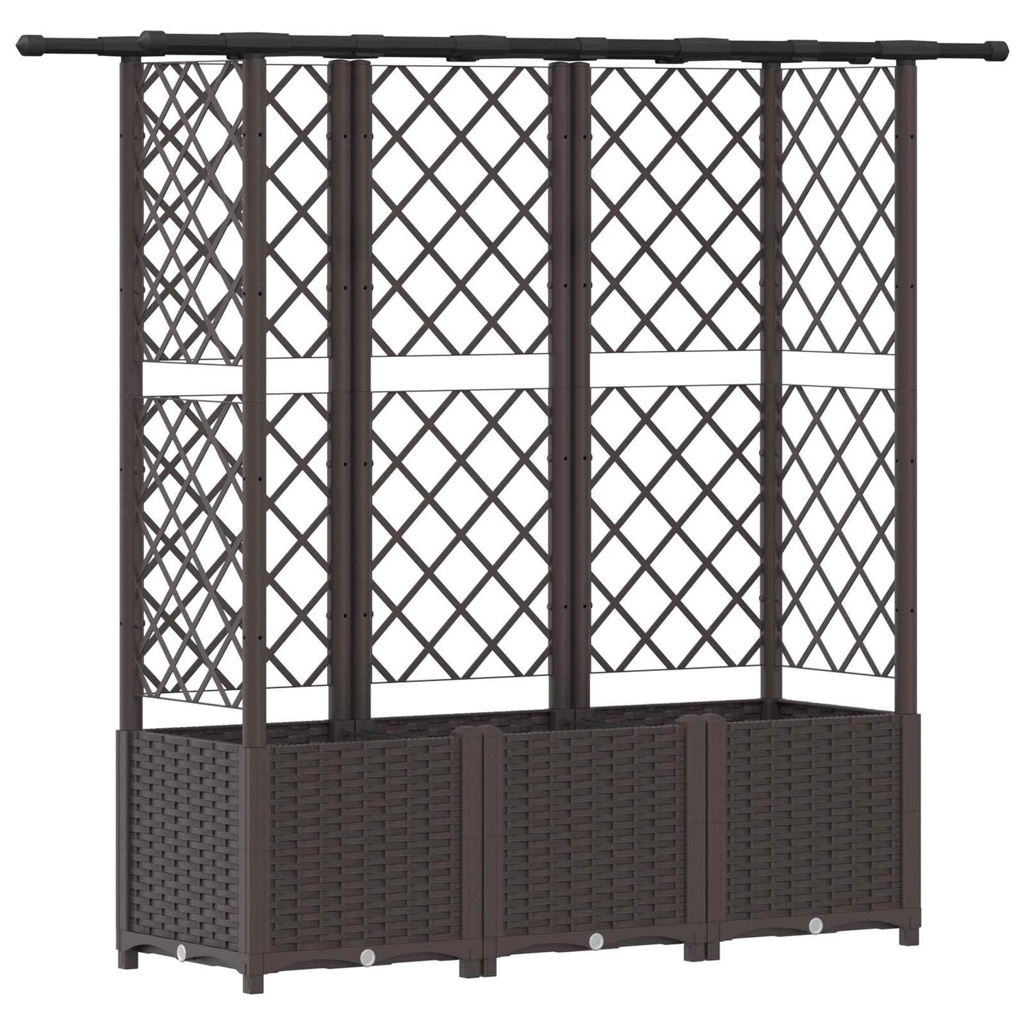 Raised Bed with Trellis and Roof Brown 163.5 x 40 x 136 cm PP