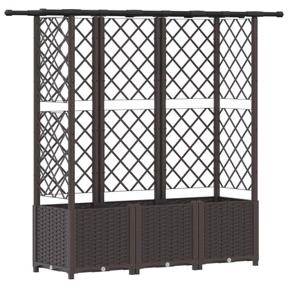 Raised Bed with Trellis and Roof Brown 163.5 x 40 x 136 cm PP