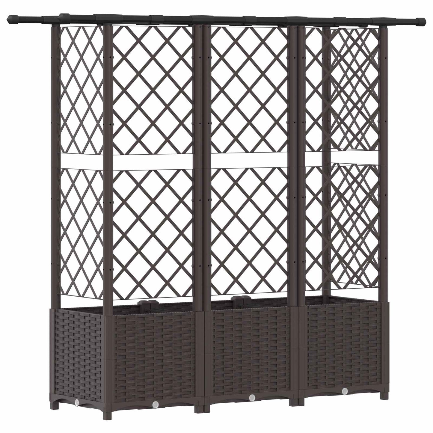 Raised Bed with Trellis and Roof Brown 163.5 x 40 x 136 cm PP
