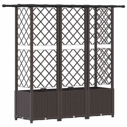 Raised Bed with Trellis and Roof Brown 163.5 x 40 x 136 cm PP