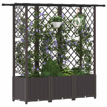 Raised Bed with Trellis and Roof Brown 163.5 x 40 x 136 cm PP