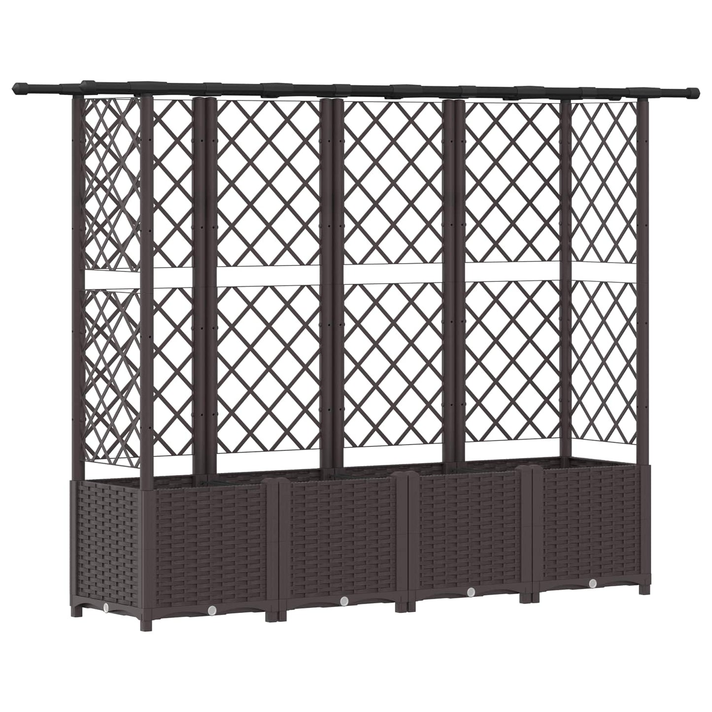 Raised Bed with Trellis and Roof Brown 202 x 40 x 136 cm PP