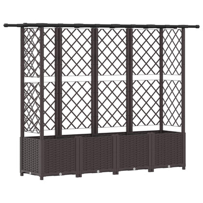 Raised Bed with Trellis and Roof Brown 202 x 40 x 136 cm PP