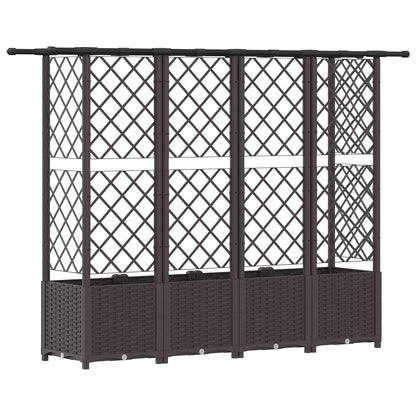 Raised Bed with Trellis and Roof Brown 202 x 40 x 136 cm PP