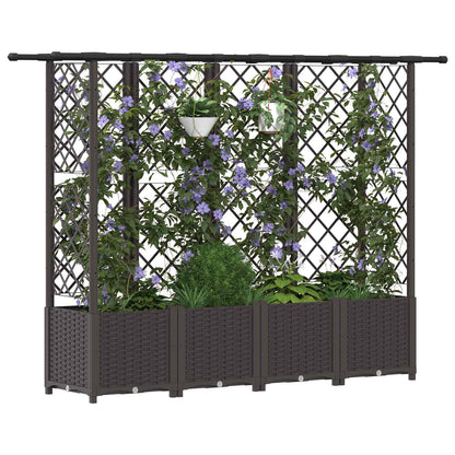 Raised Bed with Trellis and Roof Brown 202 x 40 x 136 cm PP