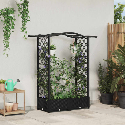 Raised Bed with Trellis and Roof Black 124 x 40 x 123 cm PP