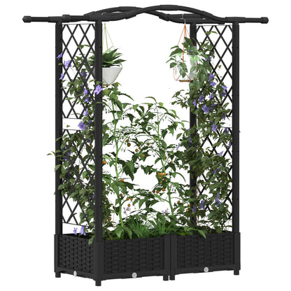 Raised Bed with Trellis and Roof Black 124 x 40 x 123 cm PP