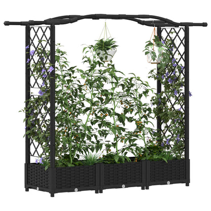 Raised Bed with Trellis and Roof Black 169 x 40 x 123 cm PP