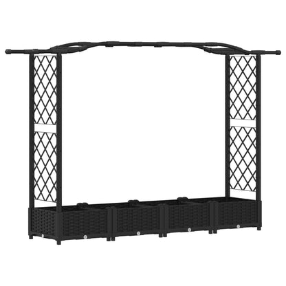Raised Bed with Trellis and Roof Black 207 x 40 x 123 cm PP