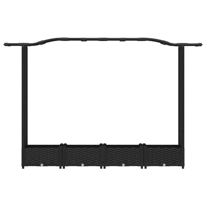 Raised Bed with Trellis and Roof Black 207 x 40 x 123 cm PP