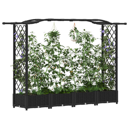 Raised Bed with Trellis and Roof Black 207 x 40 x 123 cm PP