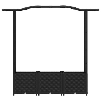 Raised Bed with Trellis and Roof Black 164 x 40 x 138 cm PP