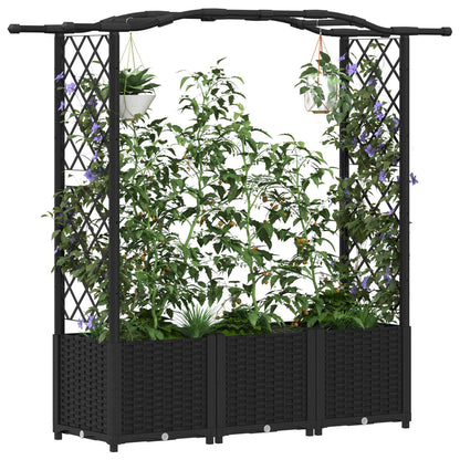 Raised Bed with Trellis and Roof Black 164 x 40 x 138 cm PP