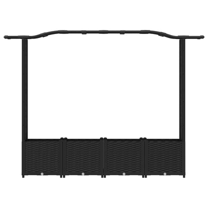 Raised Bed with Trellis and Roof Black 204 x 40 x 138 cm PP