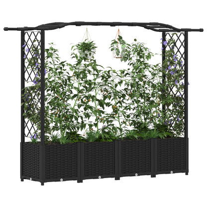 Raised Bed with Trellis and Roof Black 204 x 40 x 138 cm PP