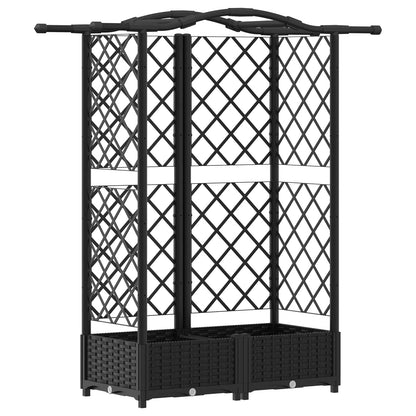 Raised Bed with Trellis and Roof Black 124 x 40 x 123 cm PP