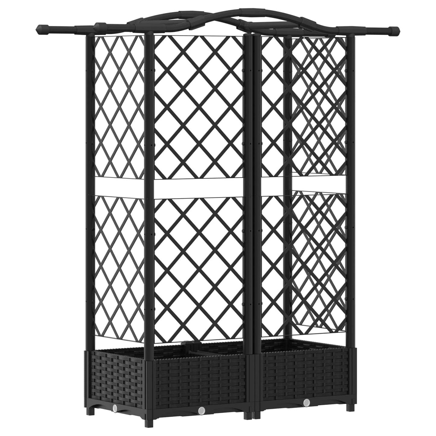Raised Bed with Trellis and Roof Black 124 x 40 x 123 cm PP