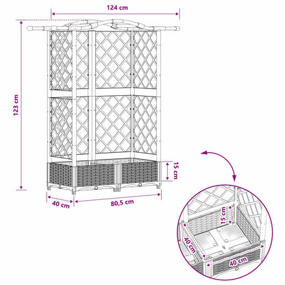 Raised Bed with Trellis and Roof Black 124 x 40 x 123 cm PP