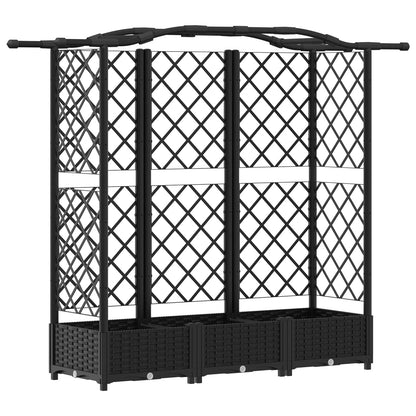 Raised Bed with Trellis and Roof Black 163 x 40 x 123 cm PP