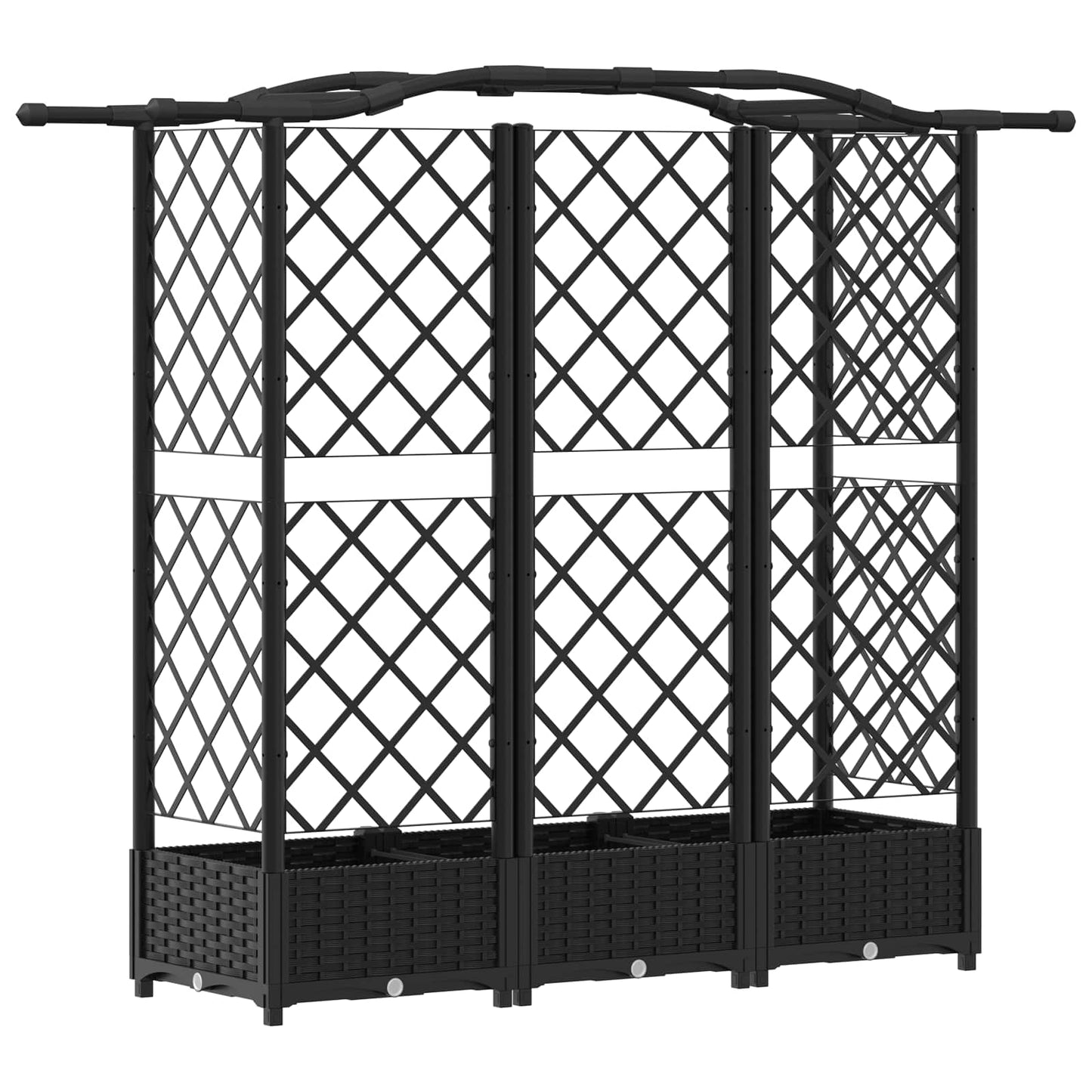 Raised Bed with Trellis and Roof Black 163 x 40 x 123 cm PP
