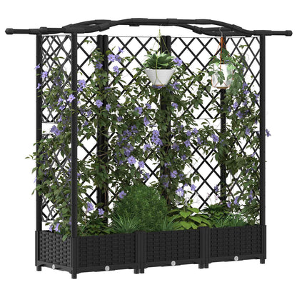 Raised Bed with Trellis and Roof Black 163 x 40 x 123 cm PP
