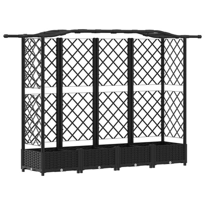 Raised Bed with Trellis and Roof Black 203.5 x 40 x 123 cm PP