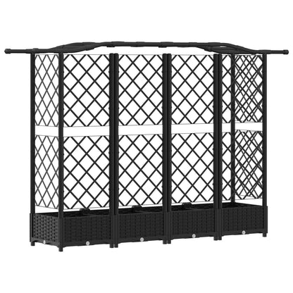 Raised Bed with Trellis and Roof Black 203.5 x 40 x 123 cm PP