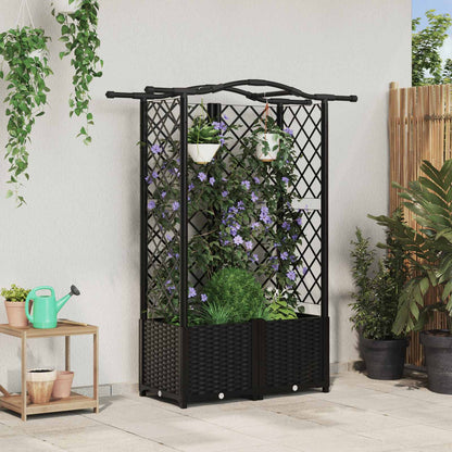 Raised Bed with Trellis and Roof Black 122 x 40 x 138 cm PP