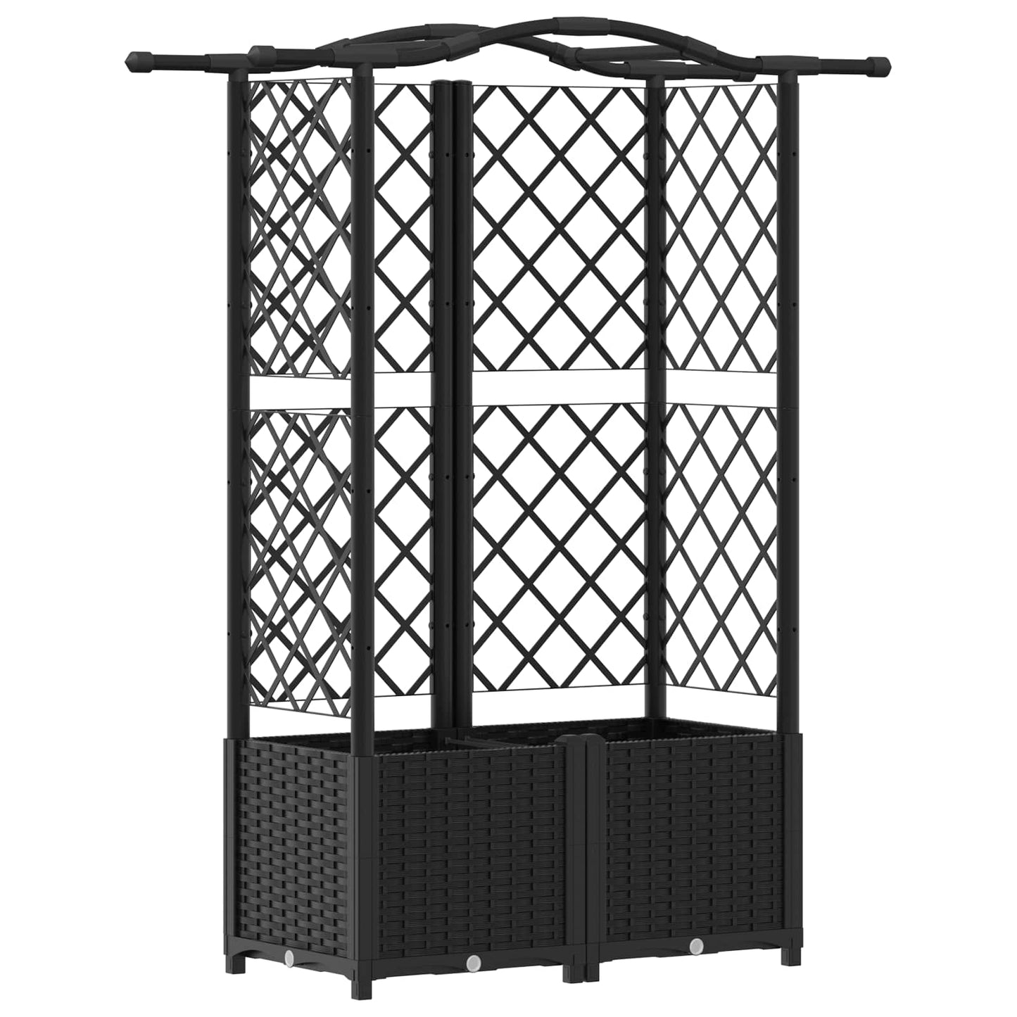 Raised Bed with Trellis and Roof Black 122 x 40 x 138 cm PP