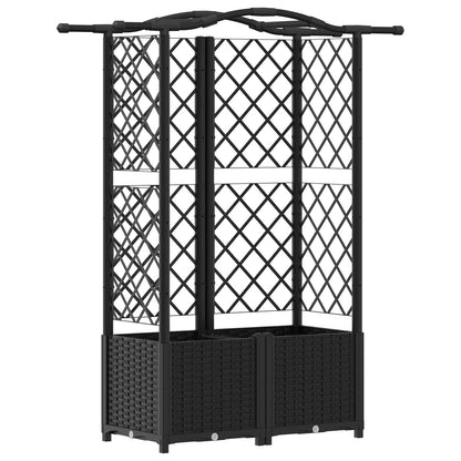 Raised Bed with Trellis and Roof Black 122 x 40 x 138 cm PP