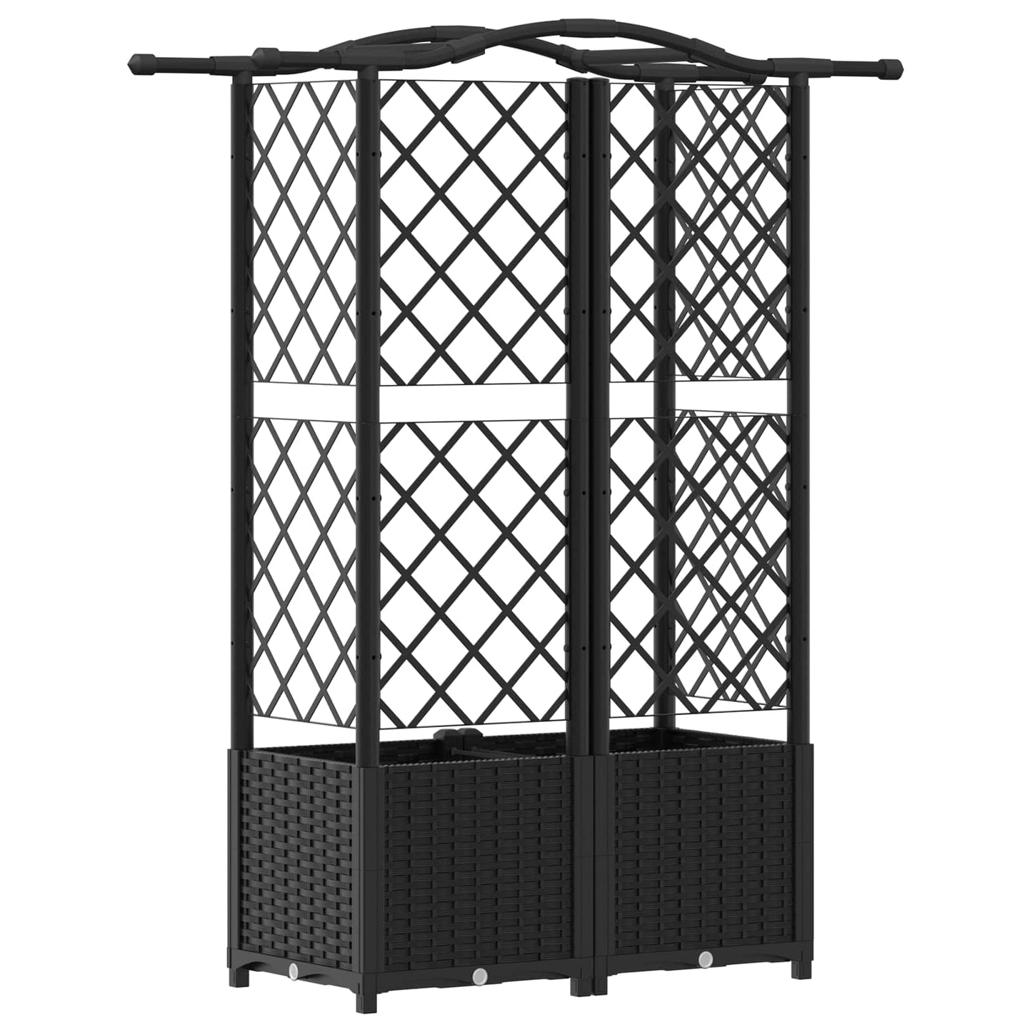 Raised Bed with Trellis and Roof Black 122 x 40 x 138 cm PP
