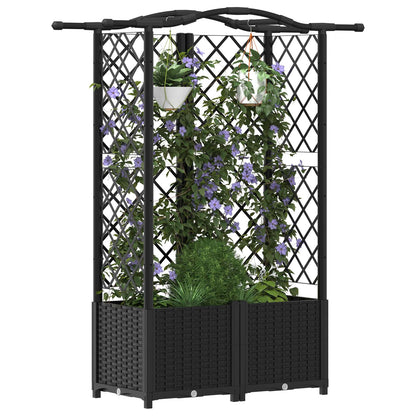 Raised Bed with Trellis and Roof Black 122 x 40 x 138 cm PP