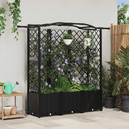 Raised Bed with Trellis and Roof Black 163 x 40 x 138 cm PP