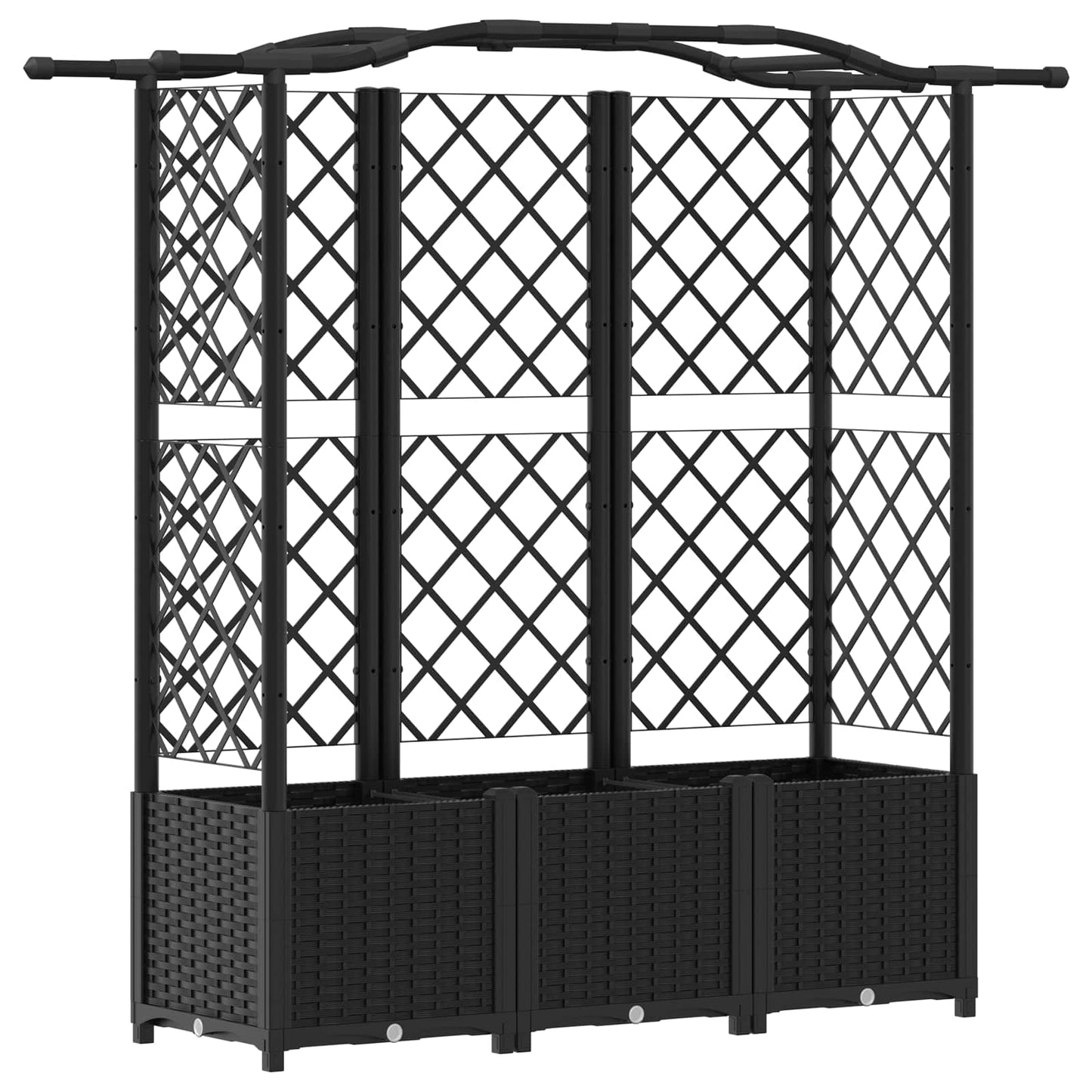 Raised Bed with Trellis and Roof Black 163 x 40 x 138 cm PP