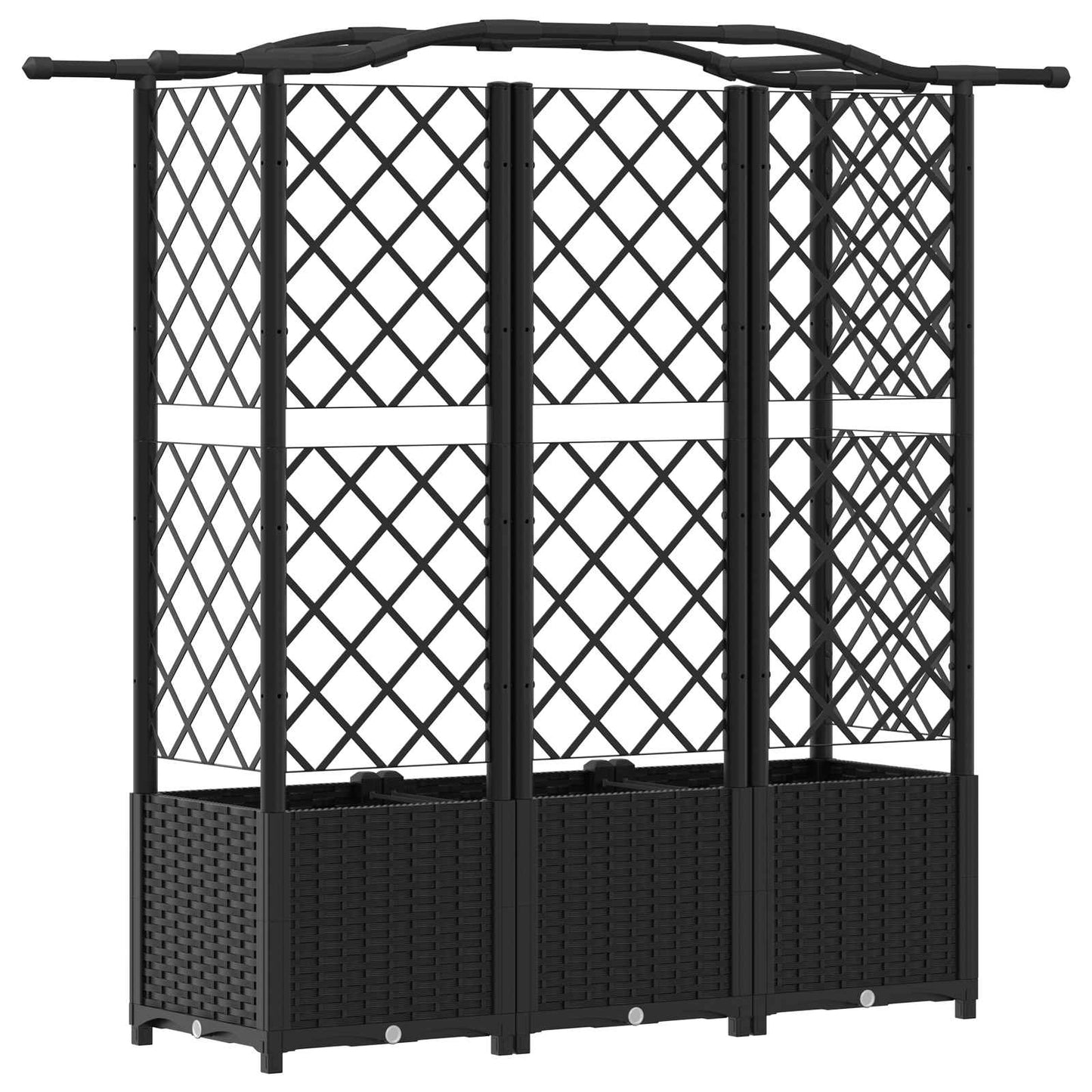 Raised Bed with Trellis and Roof Black 163 x 40 x 138 cm PP