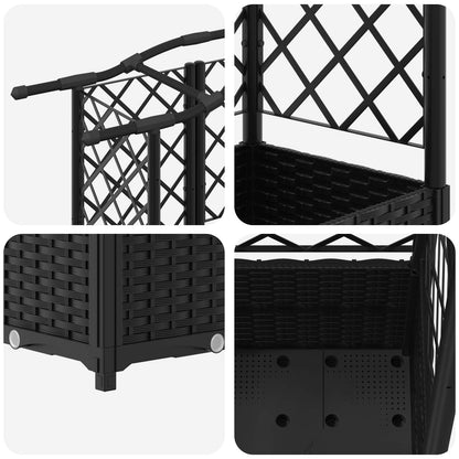 Raised Bed with Trellis and Roof Black 204 x 40 x 138 cm PP