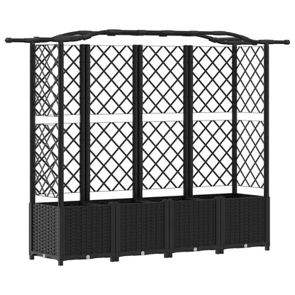Raised Bed with Trellis and Roof Black 204 x 40 x 138 cm PP