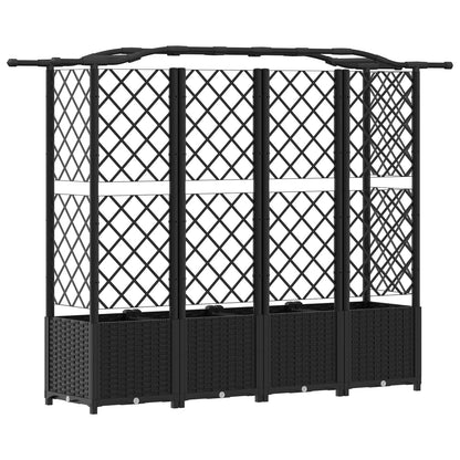 Raised Bed with Trellis and Roof Black 204 x 40 x 138 cm PP