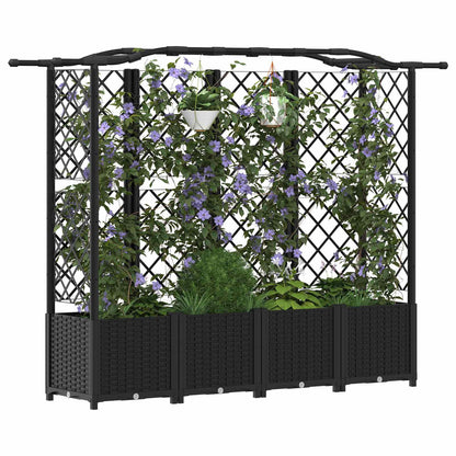 Raised Bed with Trellis and Roof Black 204 x 40 x 138 cm PP