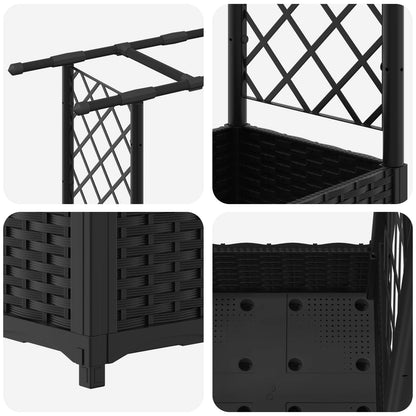 Raised Bed with Trellis and Roof Black 122.5 x 40 x 121 cm PP