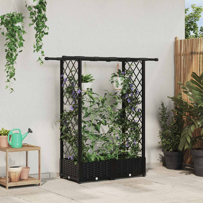 Raised Bed with Trellis and Roof Black 122.5 x 40 x 121 cm PP