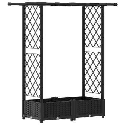 Raised Bed with Trellis and Roof Black 122.5 x 40 x 121 cm PP