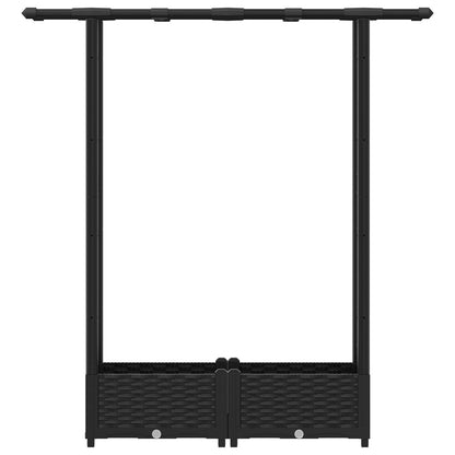Raised Bed with Trellis and Roof Black 122.5 x 40 x 121 cm PP