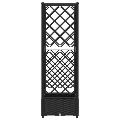 Raised Bed with Trellis and Roof Black 122.5 x 40 x 121 cm PP