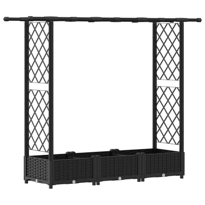 Raised Bed with Trellis and Roof Black 164 x 40 x 121 cm PP