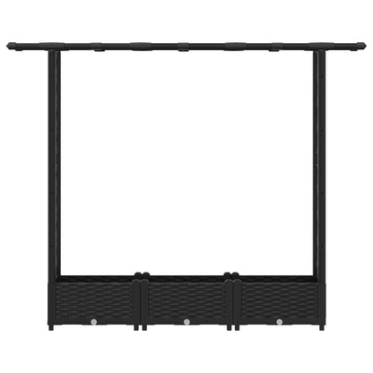 Raised Bed with Trellis and Roof Black 164 x 40 x 121 cm PP