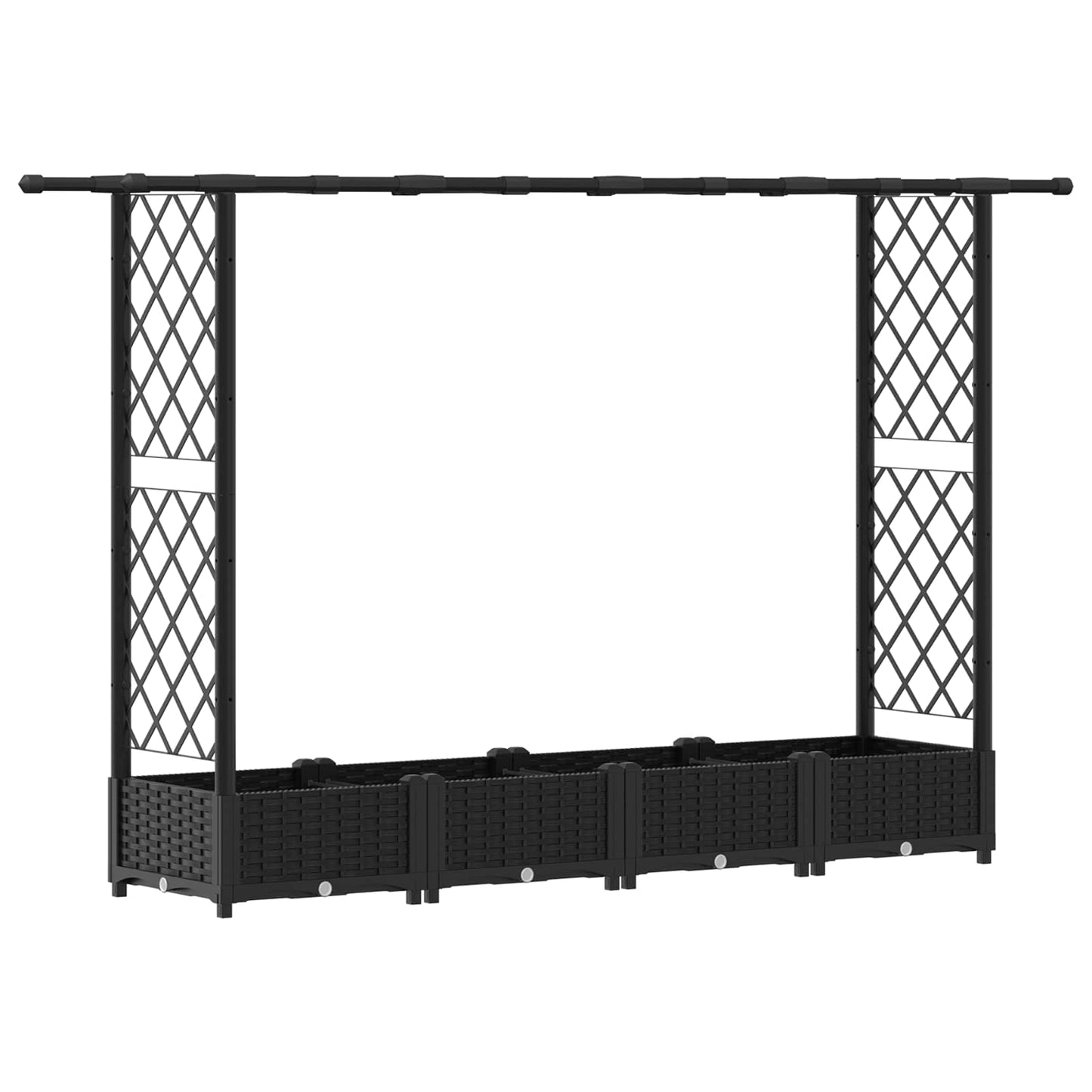 Raised Bed with Trellis and Roof Black 203 x 40 x 121 cm PP