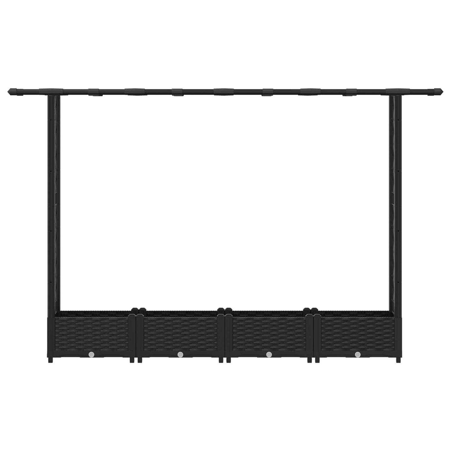 Raised Bed with Trellis and Roof Black 203 x 40 x 121 cm PP