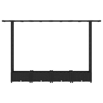 Raised Bed with Trellis and Roof Black 203 x 40 x 121 cm PP