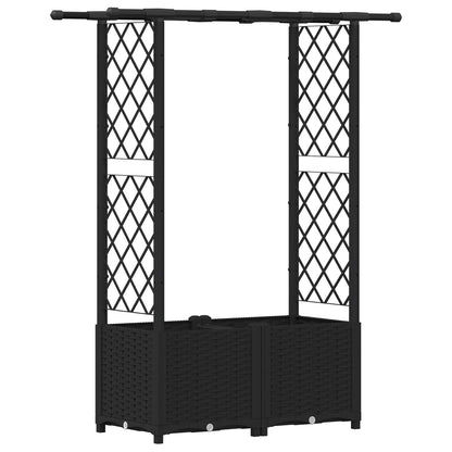 Raised Bed with Trellis and Roof Black 124.5 x 40 x 136 cm PP